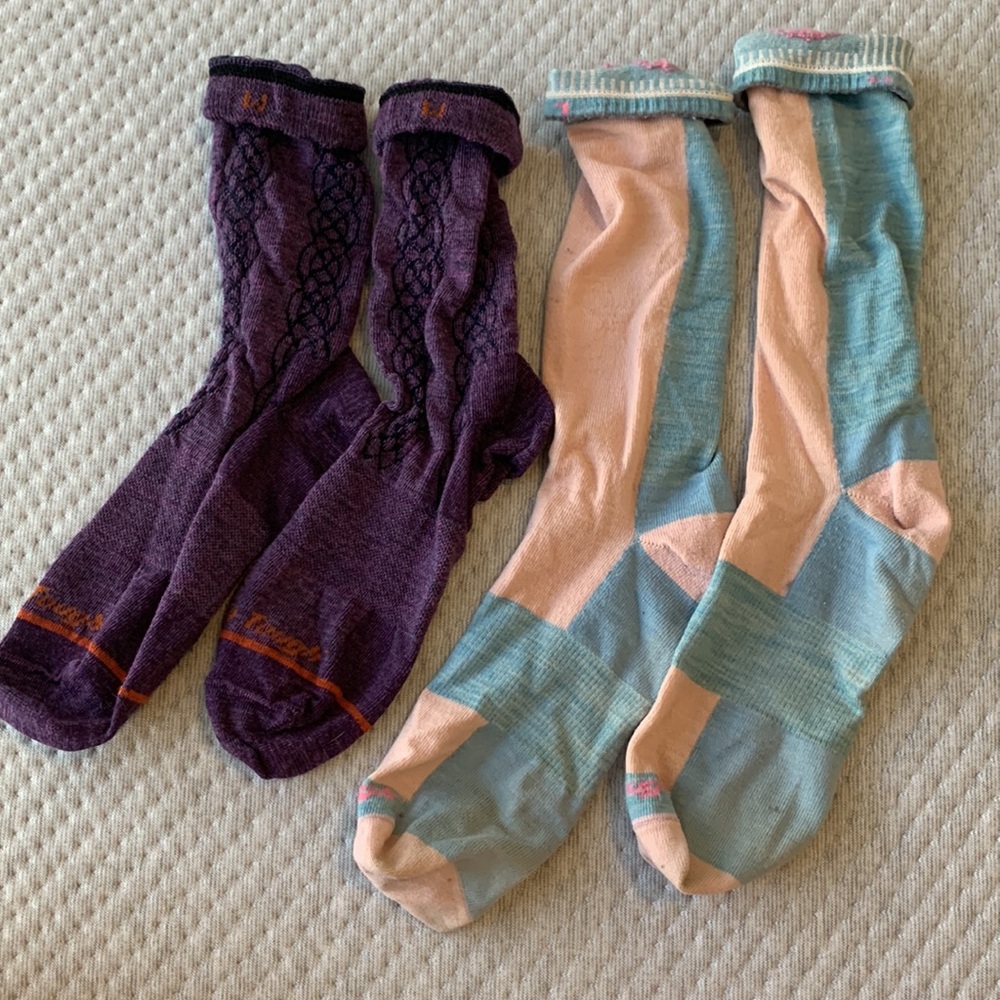 Purple and Light Blue-Peach Women's Knee-High Socks - Casual Comfort